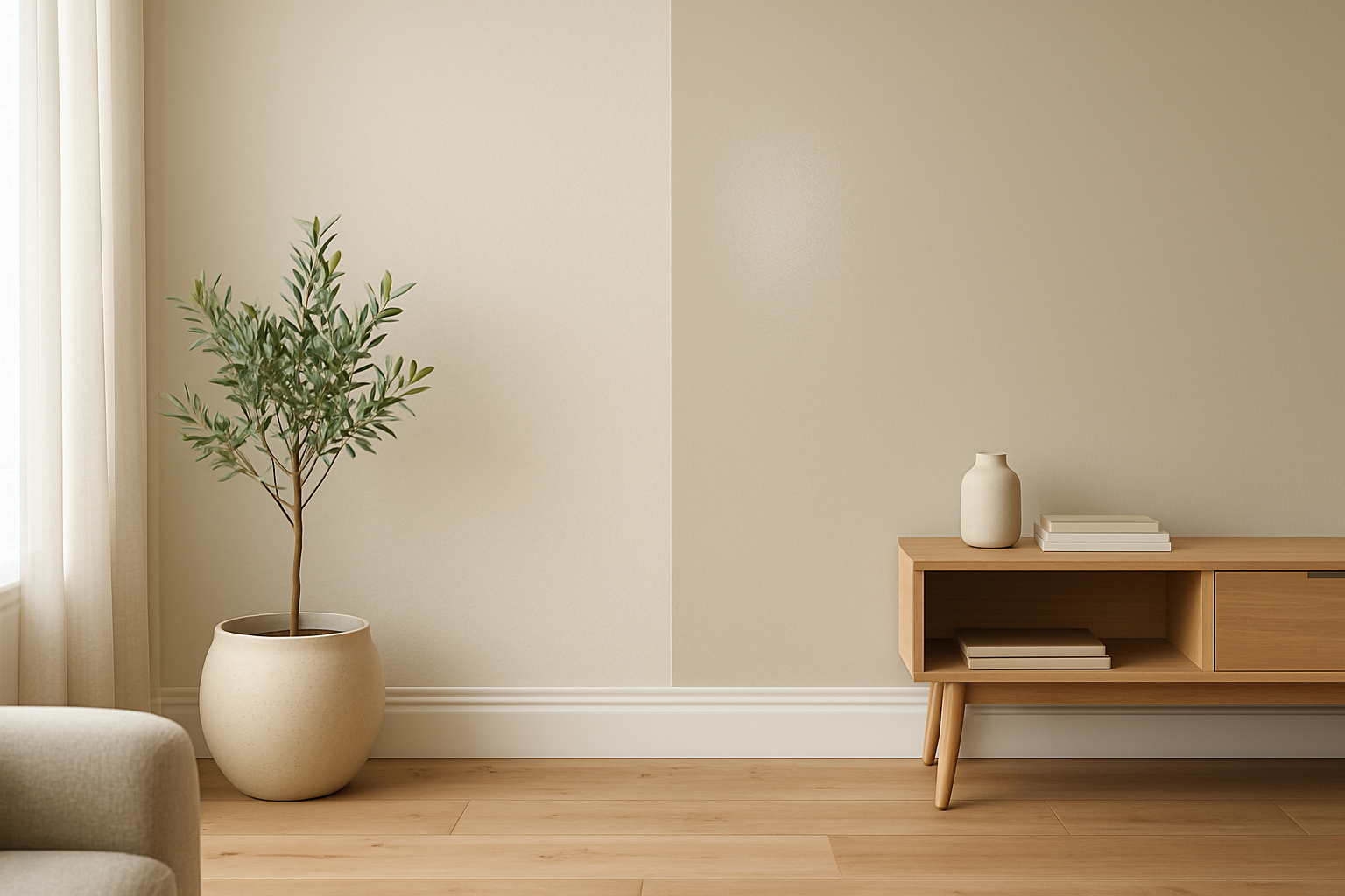 Comparaison murale peinture satinée et mate, rendu lumineux et mat