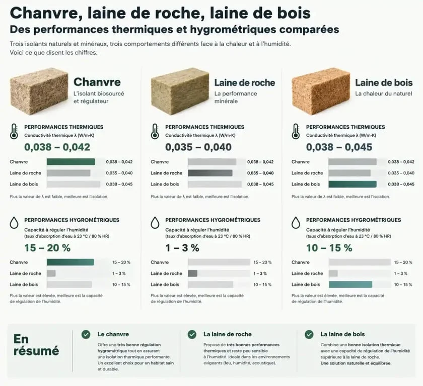Comparatif des performances de l'isolation en chanvre face aux isolants minéraux