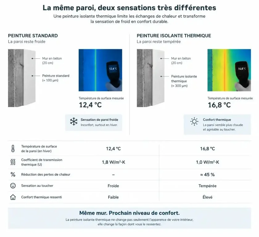 Comparatif entre peinture standard et peinture isolante thermique pour le confort intérieur