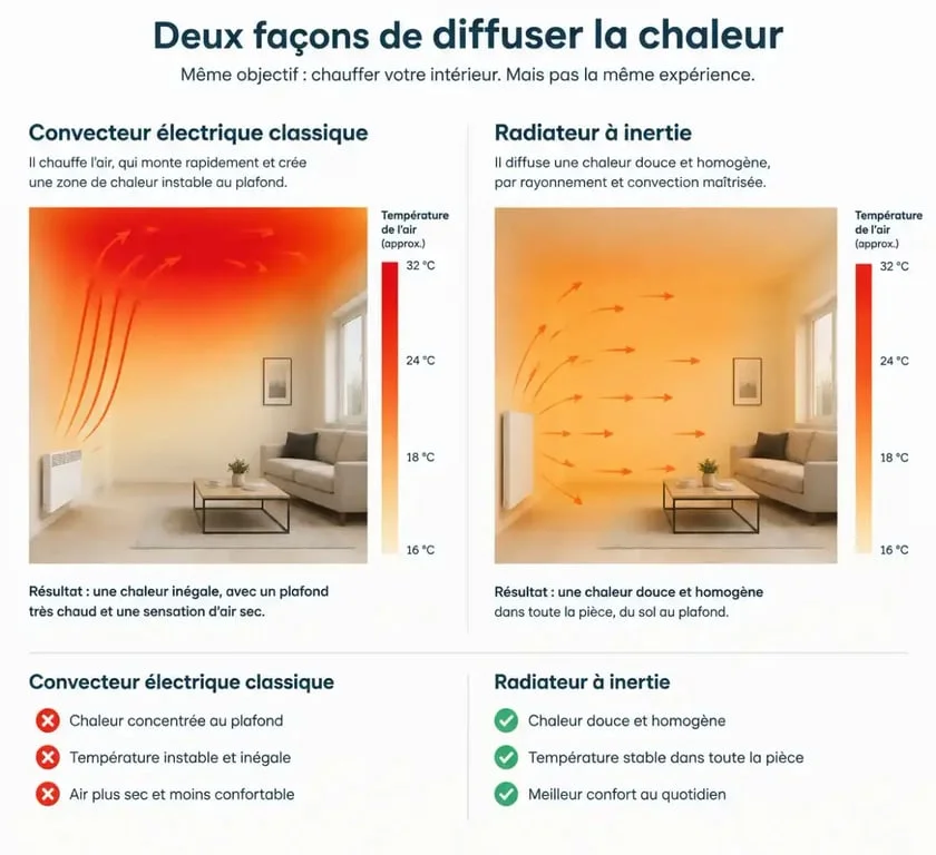 Comparaison entre convecteur électrique et radiateur à inertie pour chauffer un appartement mal isolé